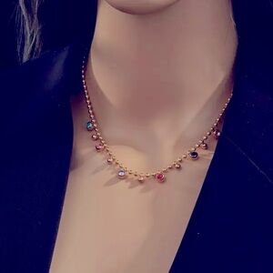 18 K Gold Zircon Ball Chain Chocker Necklace